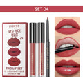 QIBEST 3-Pc Lip Set – Liner, Matte Glaze & Gloss | Long-Lasting Lip Makeup Set QXL 04