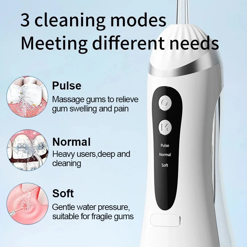 Portable Electric Water Flosser | 3 Modes, 4 Nozzles, USB Rechargeable Electric Water Flosser QXL