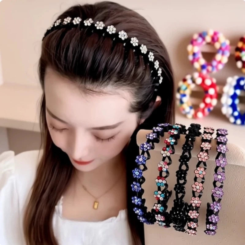 Rhinestone Non-Slip Wave Headband for Women & Girls Rhinestone Headband QXL