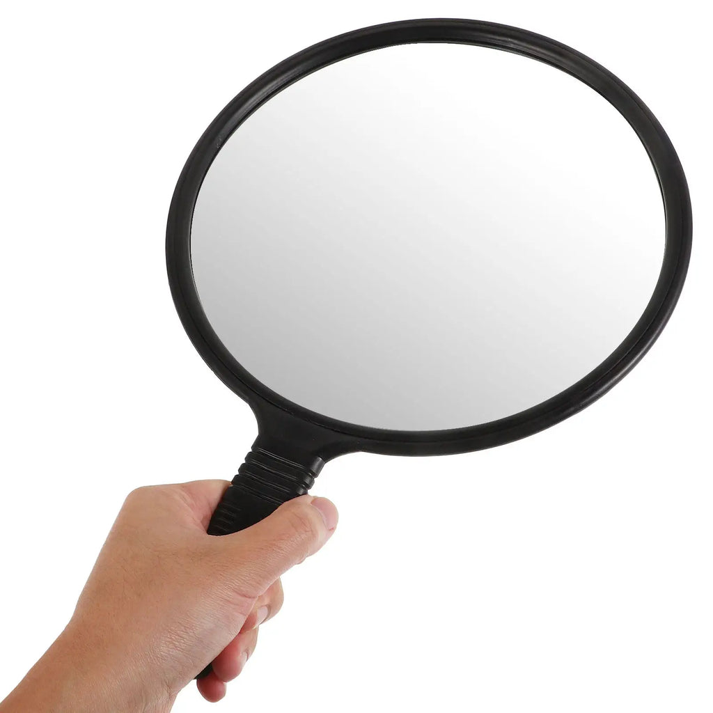 Large Round Salon Hand Mirror with Handle | Barber & Hair Salon Hand Mirror QXL