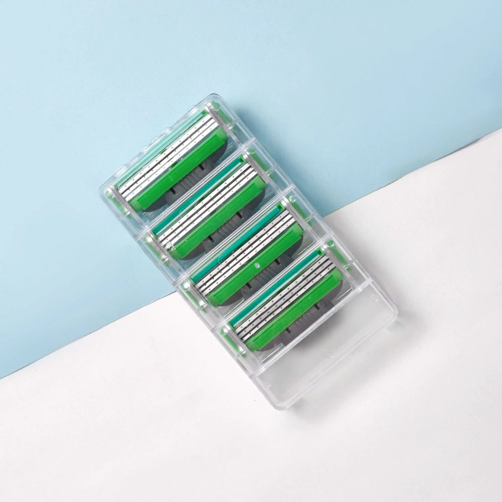 3-Layer Safety Razor + 3 Stainless Steel Replacement Blades Safety Razor Set QXL