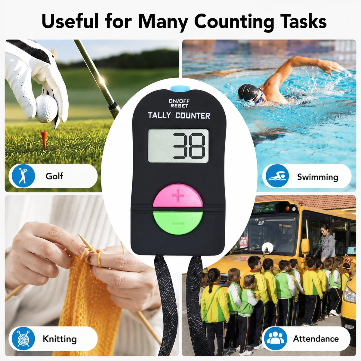 Mini Digital Golf Score Counter | LCD Tally Clicker 1–10 Pack Digital Tally Counter QXL