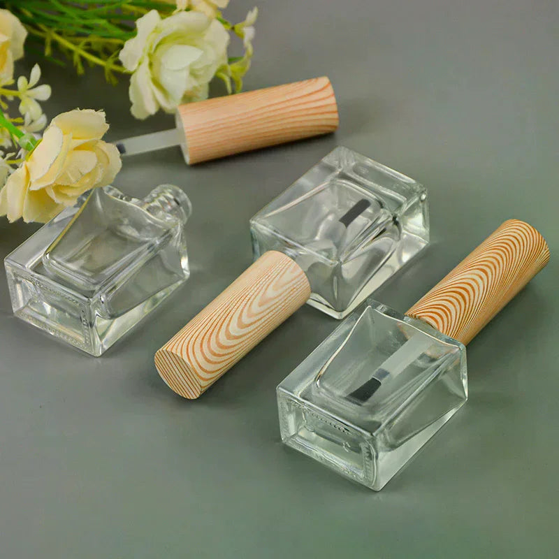 10ml Empty Nail Polish Bottle | Glass & Wood Grain Cap Nail Polish Bottle QXL Default Title