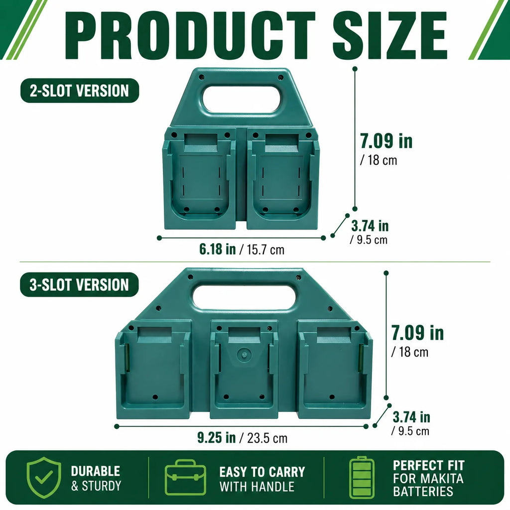Makita 18V Battery Storage Rack | 2 & 3 Slot 3D Printed Holder Battery Storage Rack QXL