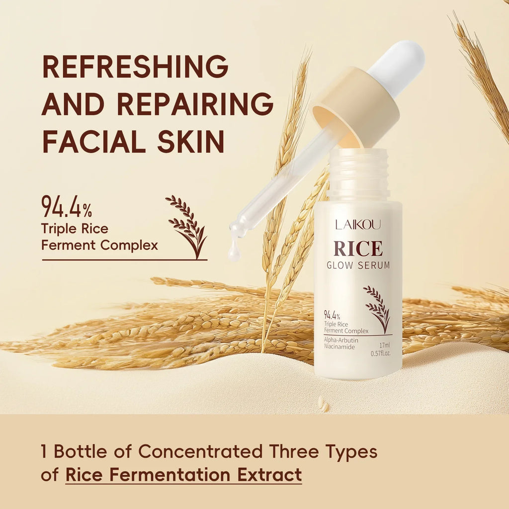 LAIKOU Rice Glow Facial Serum 17ml – Hydrate & Brighten Skin Face Serum QXL