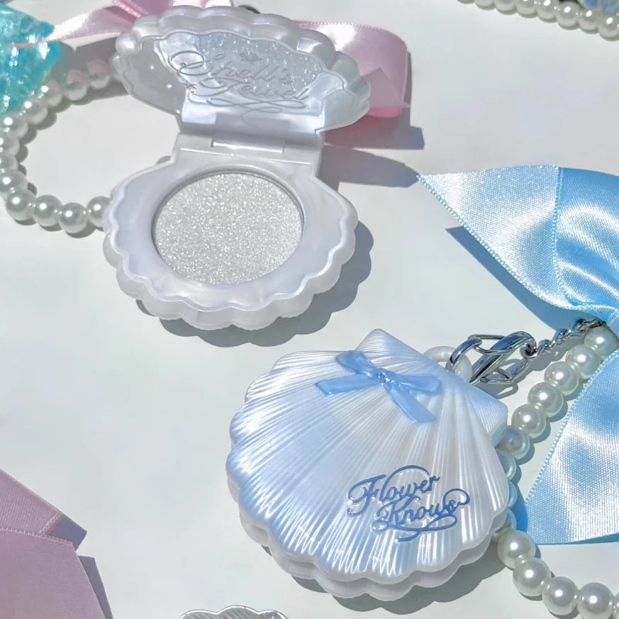 Flower Knows Shell Pearl Highlighter Palette | Shimmer Glow Highlighter Palette QXL
