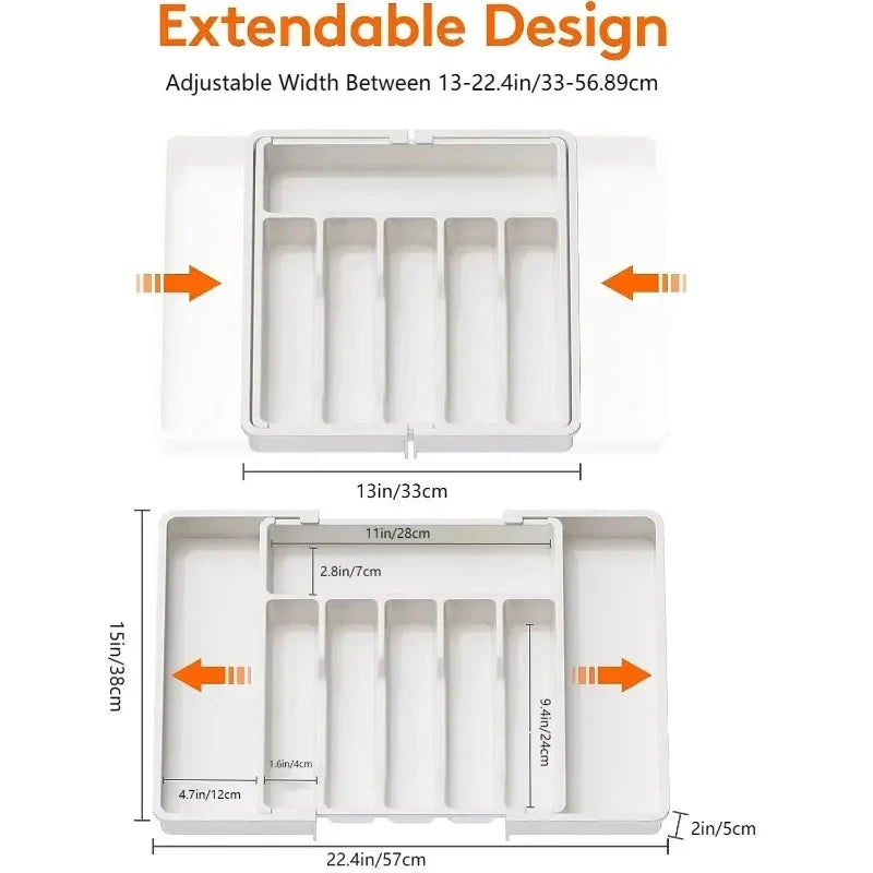 Expandable Flatware Drawer Organizer | Adjustable Utensil Tray Drawer Organizer Tray QXL