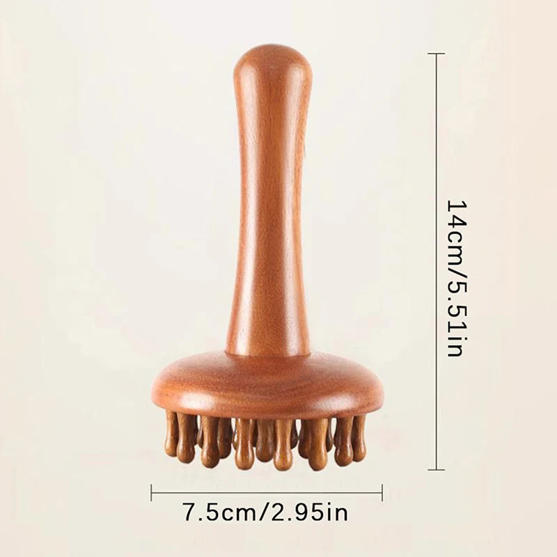 Wooden Mushroom Gua Sha Massager | Full Body Wood Therapy Wooden Body Massager QXL Brown