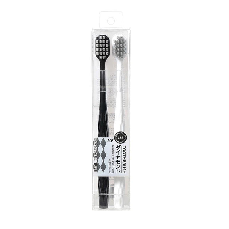 2-Pack Silver Ion Antibacterial Soft Toothbrushes – Wide Head Manual Toothbrush Set QXL 2PCS