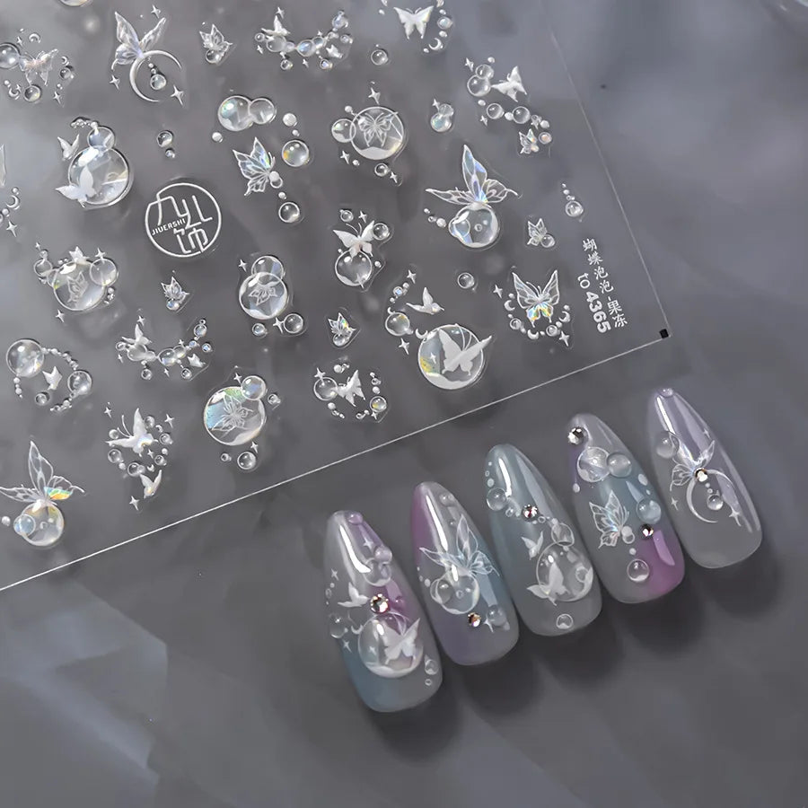 5D Jelly Nail Stickers – Butterfly, Star & Moon Decals Nail Art Stickers QXL
