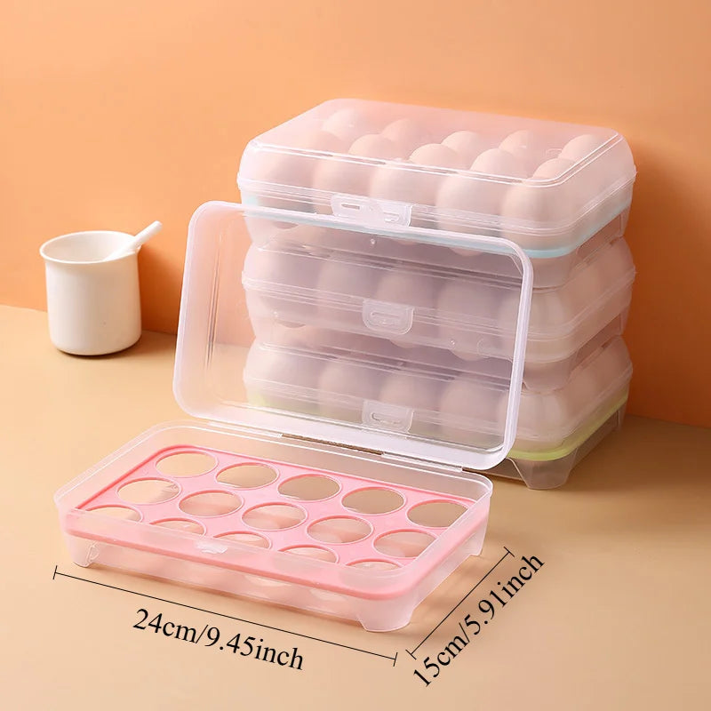 15-Grid Egg Storage Box | Fridge & Portable Picnic Holder Egg Storage Box QXL
