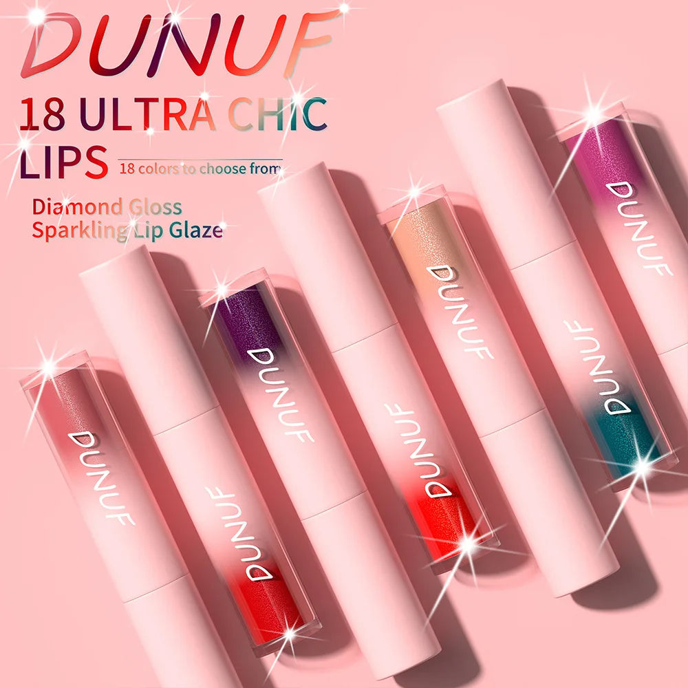 18-Color Flash Diamond Lip Gloss – Moisturizing & Long-Lasting Shimmer Lip Gloss QXL