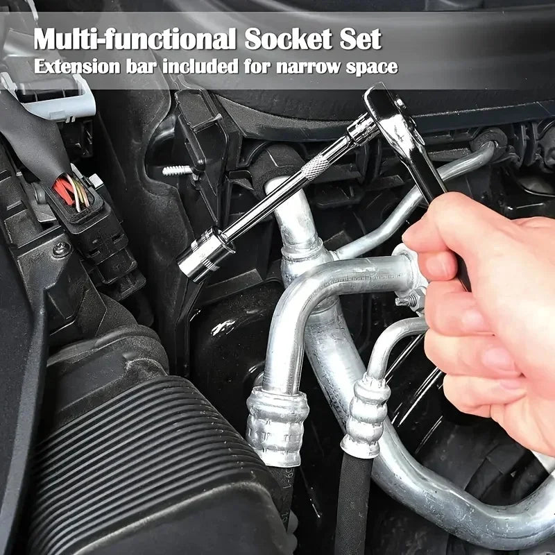 46-Piece Mechanic Tool Set | Sockets, Ratchet Wrench & Hex Bits Mechanic Tool Set QXL
